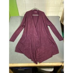 Barefoot Dreams Cozy Chic Lite Cardigan Size L/XL Plum Open Front Wrap Sweater